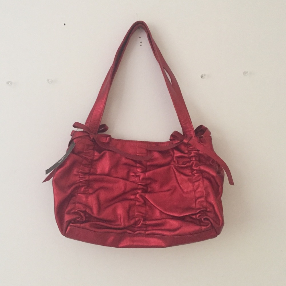 NWT red DKNY purse with bows